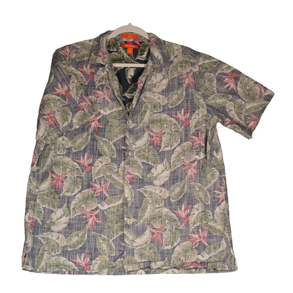 Joe Fresh Other - Joe Fresh Button Shirt Men Blue Floral Reverse Weave Print Cotton Short Sleeve
